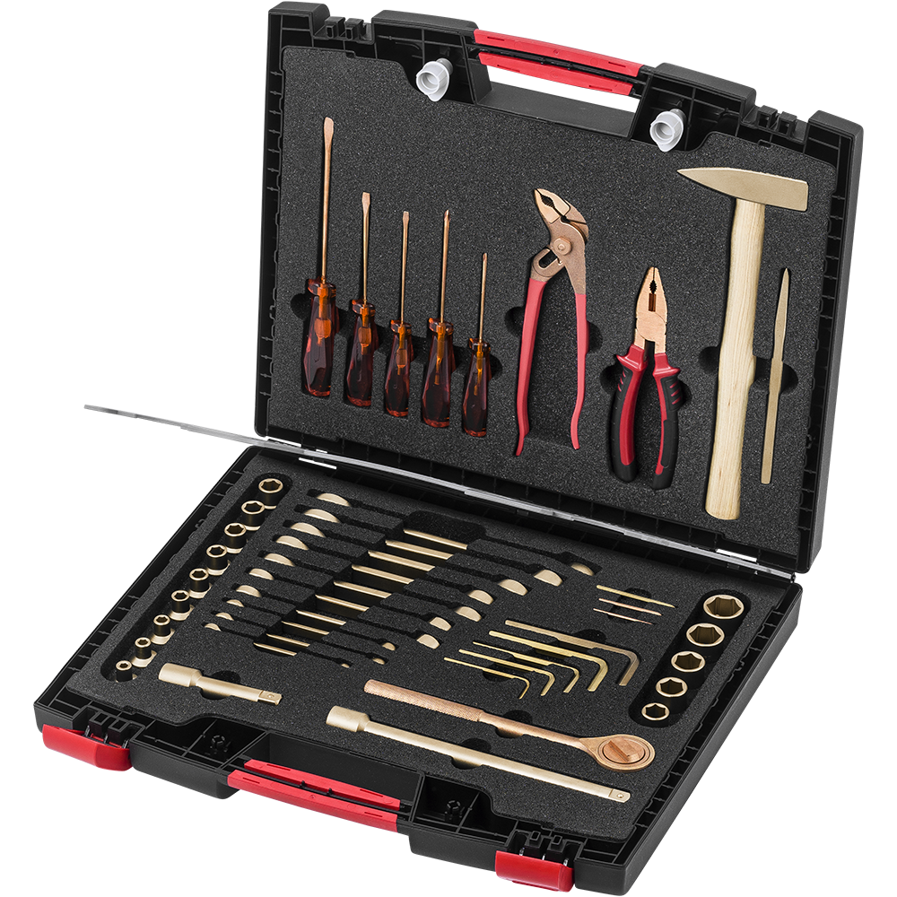 Kit de herramientas básico de 45 piezas con incrustaciones de espuma de bronce 9800g