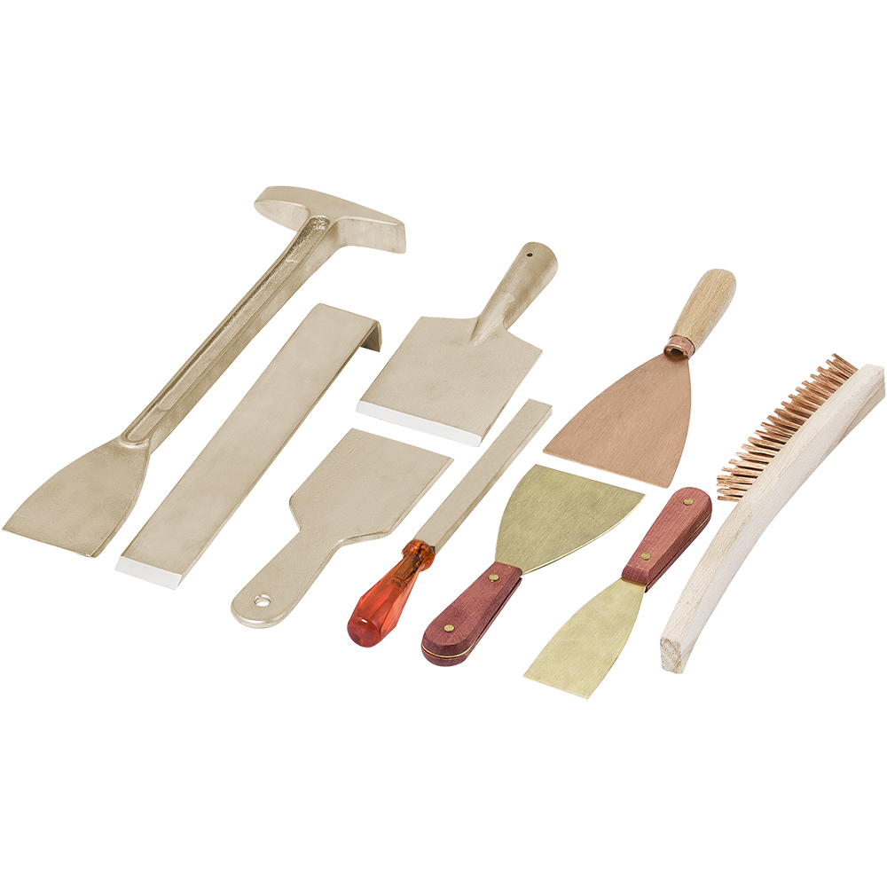 Kit de herramientas de limpieza de cabina de pulverización 9 piezas sin maletin de bronce 1600g